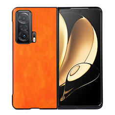 Luxury Leather Matte Finish and Plastic Back Cover Case BH5 for Huawei Honor Magic V 5G Orange