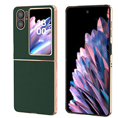 Luxury Leather Matte Finish and Plastic Back Cover Case BH5 for Oppo Find N2 Flip 5G Green