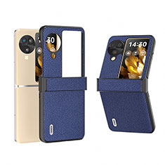 Luxury Leather Matte Finish and Plastic Back Cover Case BH5 for Oppo Find N3 Flip 5G Blue