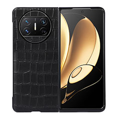 Luxury Leather Matte Finish and Plastic Back Cover Case BH6 for Huawei Mate X3 Black