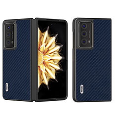 Luxury Leather Matte Finish and Plastic Back Cover Case BH7 for Huawei Honor Magic V2 5G Navy Blue