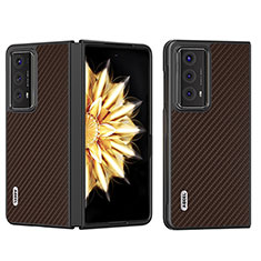 Luxury Leather Matte Finish and Plastic Back Cover Case BH7 for Huawei Honor Magic V2 Ultimate 5G Brown