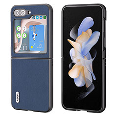 Luxury Leather Matte Finish and Plastic Back Cover Case BH7 for Samsung Galaxy Z Flip5 5G Blue