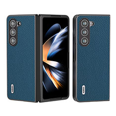 Luxury Leather Matte Finish and Plastic Back Cover Case BH7 for Samsung Galaxy Z Fold5 5G Blue