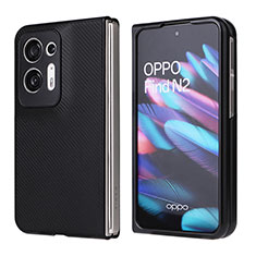 Luxury Leather Matte Finish and Plastic Back Cover Case BY1 for Oppo Find N2 5G Black
