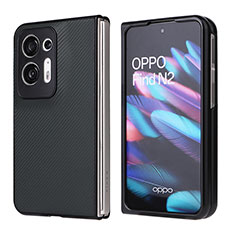 Luxury Leather Matte Finish and Plastic Back Cover Case BY1 for Oppo Find N2 5G Dark Gray