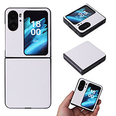 Luxury Leather Matte Finish and Plastic Back Cover Case BY1 for Oppo Find N2 Flip 5G White