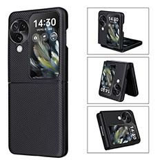 Luxury Leather Matte Finish and Plastic Back Cover Case BY1 for Oppo Find N3 Flip 5G Black