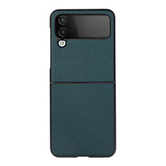 Luxury Leather Matte Finish and Plastic Back Cover Case C03 for Samsung Galaxy Z Flip4 5G Green