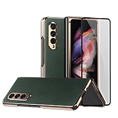 Luxury Leather Matte Finish and Plastic Back Cover Case C03 for Samsung Galaxy Z Fold4 5G Green