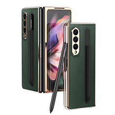 Luxury Leather Matte Finish and Plastic Back Cover Case C04 for Samsung Galaxy Z Fold4 5G Green