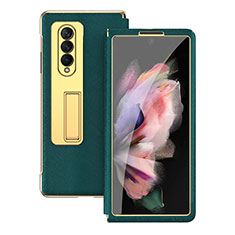 Luxury Leather Matte Finish and Plastic Back Cover Case C08 for Samsung Galaxy Z Fold4 5G Green