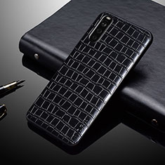 Luxury Leather Matte Finish and Plastic Back Cover Case for Sony Xperia 10 V Black