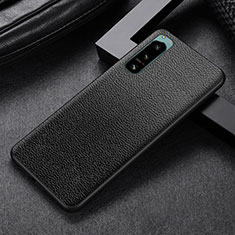 Luxury Leather Matte Finish and Plastic Back Cover Case for Sony Xperia 5 III SO-53B Black