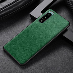 Luxury Leather Matte Finish and Plastic Back Cover Case for Sony Xperia 5 III SO-53B Green