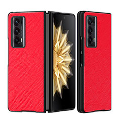 Luxury Leather Matte Finish and Plastic Back Cover Case GS2 for Huawei Honor Magic V2 Ultimate 5G Red