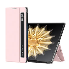 Luxury Leather Matte Finish and Plastic Back Cover Case GS3 for Huawei Honor Magic V2 5G Rose Gold