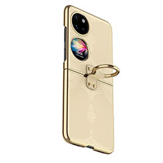 Luxury Leather Matte Finish and Plastic Back Cover Case GS4 for Huawei Pocket S Gold