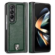 Luxury Leather Matte Finish and Plastic Back Cover Case H05 for Samsung Galaxy Z Fold3 5G Green