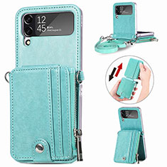 Luxury Leather Matte Finish and Plastic Back Cover Case H06 for Samsung Galaxy Z Flip4 5G Green