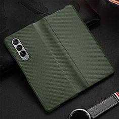 Luxury Leather Matte Finish and Plastic Back Cover Case L01 for Samsung Galaxy Z Fold4 5G Matcha Green