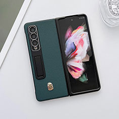 Luxury Leather Matte Finish and Plastic Back Cover Case L03 for Samsung Galaxy Z Fold4 5G Green