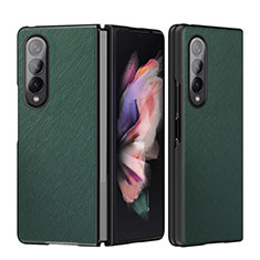 Luxury Leather Matte Finish and Plastic Back Cover Case L06 for Samsung Galaxy Z Fold3 5G Green