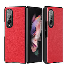 Luxury Leather Matte Finish and Plastic Back Cover Case L08 for Samsung Galaxy Z Fold4 5G Red