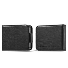 Luxury Leather Matte Finish and Plastic Back Cover Case LC1 for Samsung Galaxy Z Flip5 5G Black