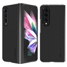 Luxury Leather Matte Finish and Plastic Back Cover Case LC1 for Samsung Galaxy Z Fold3 5G Black