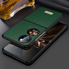 Luxury Leather Matte Finish and Plastic Back Cover Case LD1 for Huawei Pocket S Green