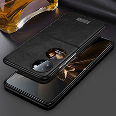 Luxury Leather Matte Finish and Plastic Back Cover Case LD3 for Huawei Pocket S Black