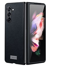 Luxury Leather Matte Finish and Plastic Back Cover Case LD3 for Samsung Galaxy Z Fold5 5G Black