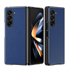 Luxury Leather Matte Finish and Plastic Back Cover Case QH1 for Samsung Galaxy Z Fold5 5G Blue