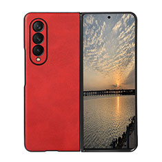 Luxury Leather Matte Finish and Plastic Back Cover Case R02 for Samsung Galaxy Z Fold4 5G Red