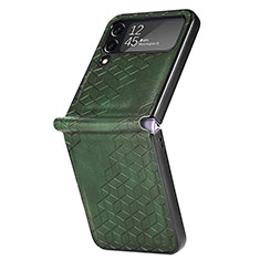 Luxury Leather Matte Finish and Plastic Back Cover Case R04 for Samsung Galaxy Z Flip4 5G Green