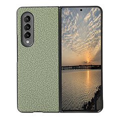 Luxury Leather Matte Finish and Plastic Back Cover Case R04 for Samsung Galaxy Z Fold4 5G Green