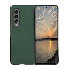 Luxury Leather Matte Finish and Plastic Back Cover Case R05 for Samsung Galaxy Z Fold3 5G Green