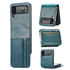 Luxury Leather Matte Finish and Plastic Back Cover Case R09 for Samsung Galaxy Z Flip4 5G Green