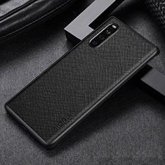 Luxury Leather Matte Finish and Plastic Back Cover Case S01 for Sony Xperia 10 IV SO-52C Black