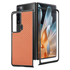 Luxury Leather Matte Finish and Plastic Back Cover Case S02D for Huawei Honor Magic Vs 5G Orange