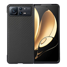 Luxury Leather Matte Finish and Plastic Back Cover Case S04 for Xiaomi Mix Fold 2 5G Black