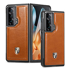 Luxury Leather Matte Finish and Plastic Back Cover Case S04D for Huawei Honor Magic Vs 5G Brown