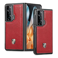 Luxury Leather Matte Finish and Plastic Back Cover Case S04D for Huawei Honor Magic Vs 5G Red