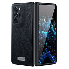 Luxury Leather Matte Finish and Plastic Back Cover Case S05 for Oppo Find N 5G Black