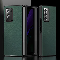 Luxury Leather Matte Finish and Plastic Back Cover Case S05 for Samsung Galaxy Z Fold2 5G Green