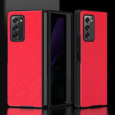 Luxury Leather Matte Finish and Plastic Back Cover Case S05 for Samsung Galaxy Z Fold2 5G Red