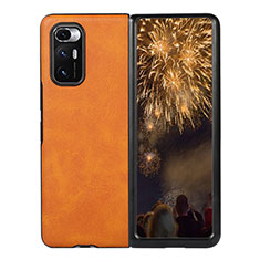 Luxury Leather Matte Finish and Plastic Back Cover Case S06 for Xiaomi Mix Fold 5G Orange