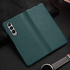 Luxury Leather Matte Finish and Plastic Back Cover Case S08 for Samsung Galaxy Z Fold3 5G Green