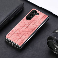 Luxury Leather Matte Finish and Plastic Back Cover Case S08D for Samsung Galaxy Z Fold5 5G Red